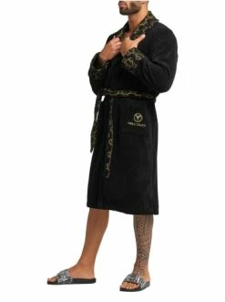 Carlo Colucci Bademantel Raffael In Schwarz / Gold Günstig Kaufen -Carlo Colucci Shop carlo colucci bademantel raffael in schwarz gold 2