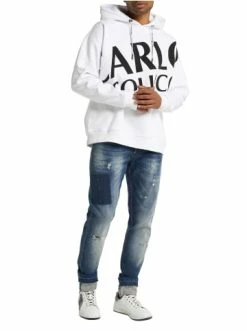 Bekleidung Carlo Colucci Hoodie Davoodi In Weiß Günstig Kaufen -Carlo Colucci Shop carlo colucci hoodie davoodi in weiss 4
