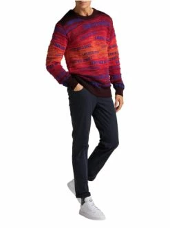 Bekleidung Carlo Colucci Pullover Cornaviera In Rot / Marine Günstig Kaufen -Carlo Colucci Shop carlo colucci pullover cornaviera in rot marine 2