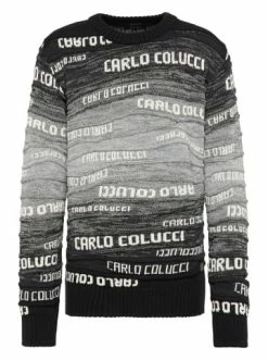 Bekleidung Carlo Colucci Pullover Cornaviera In Schwarz / Grau Günstig Kaufen -Carlo Colucci Shop carlo colucci pullover cornaviera in schwarz grau 3