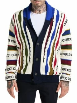 Outdoor & Sport Carlo Colucci Strickjacke Cagnati In Weiß Günstig Kaufen -Carlo Colucci Shop carlo colucci strickjacke cagnati in weiss 2