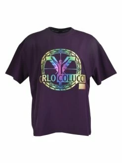 Bekleidung Carlo Colucci T-Shirt Caon In Lila Günstig Kaufen -Carlo Colucci Shop carlo colucci t shirt caon in lila 1
