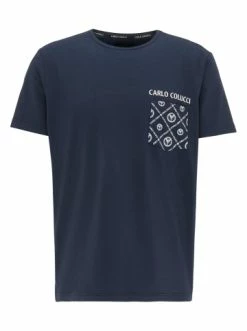 Bekleidung Carlo Colucci T-Shirt Collatuzzo In Navy Günstig Kaufen -Carlo Colucci Shop carlo colucci t shirt collatuzzo in navy 1