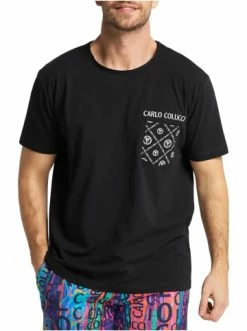 Bekleidung Carlo Colucci T-Shirt Collatuzzo In Schwarz Günstig Kaufen -Carlo Colucci Shop carlo colucci t shirt collatuzzo in schwarz 3