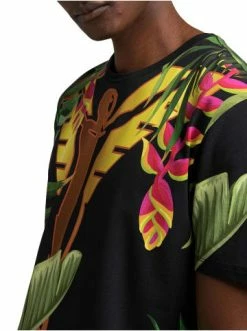 Bekleidung Carlo Colucci T-Shirt Cretone In Schwarz / Grün Günstig Kaufen -Carlo Colucci Shop carlo colucci t shirt cretone in schwarz grun 2