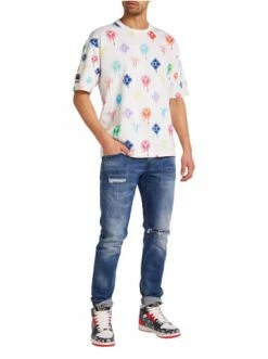 Bekleidung Carlo Colucci T-Shirt DaRiz In Weiß / Blau Günstig Kaufen -Carlo Colucci Shop carlo colucci t shirt dariz in weiss blau 2