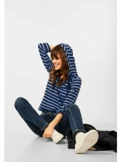 Große Größen Cecil Langarmshirt In Deep Blue Günstig Kaufen -Carlo Colucci Shop cecil langarmshirt in deep blue 3