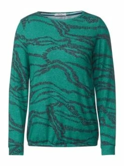 Große Größen Cecil Langarmshirt In Smaragd Green Melange Günstig Kaufen