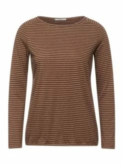 Shirts, Tops & Longsleeves Cecil Langarmshirt In Toffee Brown Günstig Kaufen