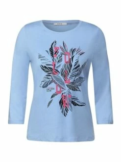 Shirts, Tops & Longsleeves Cecil Langarmshirt In Tranquil Blue Günstig Kaufen