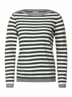 Tops & Shirts Cecil Pullover TOS Cozy Striped In Black Günstig Kaufen