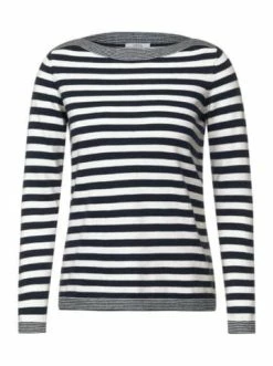 Tops & Shirts Cecil Pullover TOS Cozy Striped In Marineblau Günstig Kaufen