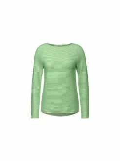 Pullover & Cardigans Cecil Rundhalspullover In Grün Günstig Kaufen
