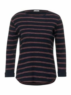 Pullover & Cardigans Cecil Shirt Mit Streifenmuster In Blau Günstig Kaufen