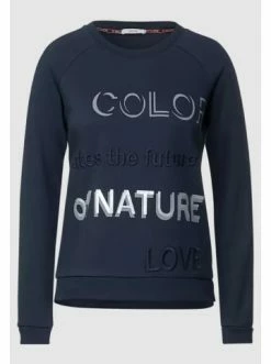 Tops & Shirts Cecil Sweatshirt Wording Print In Marineblau Günstig Kaufen